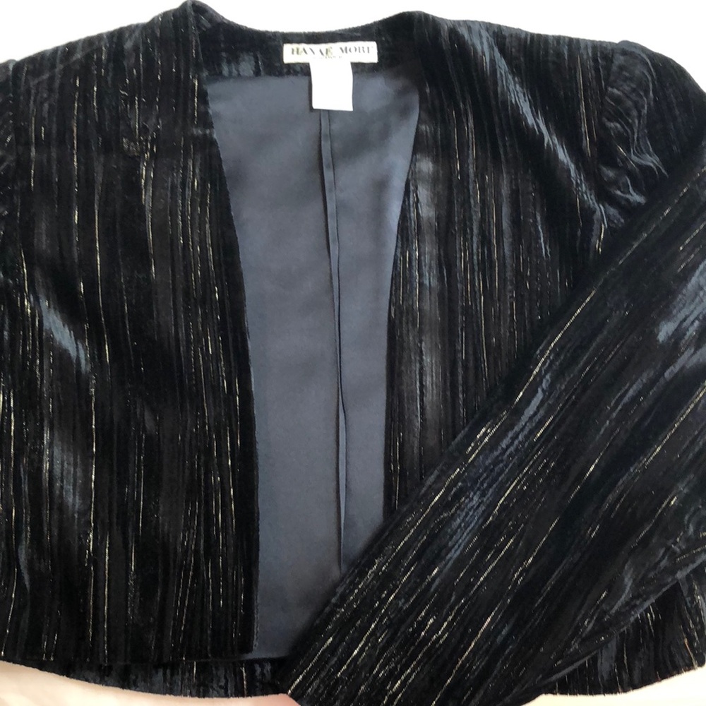 Hanae Mori  Designer Black Velvet Jacket Vintage
